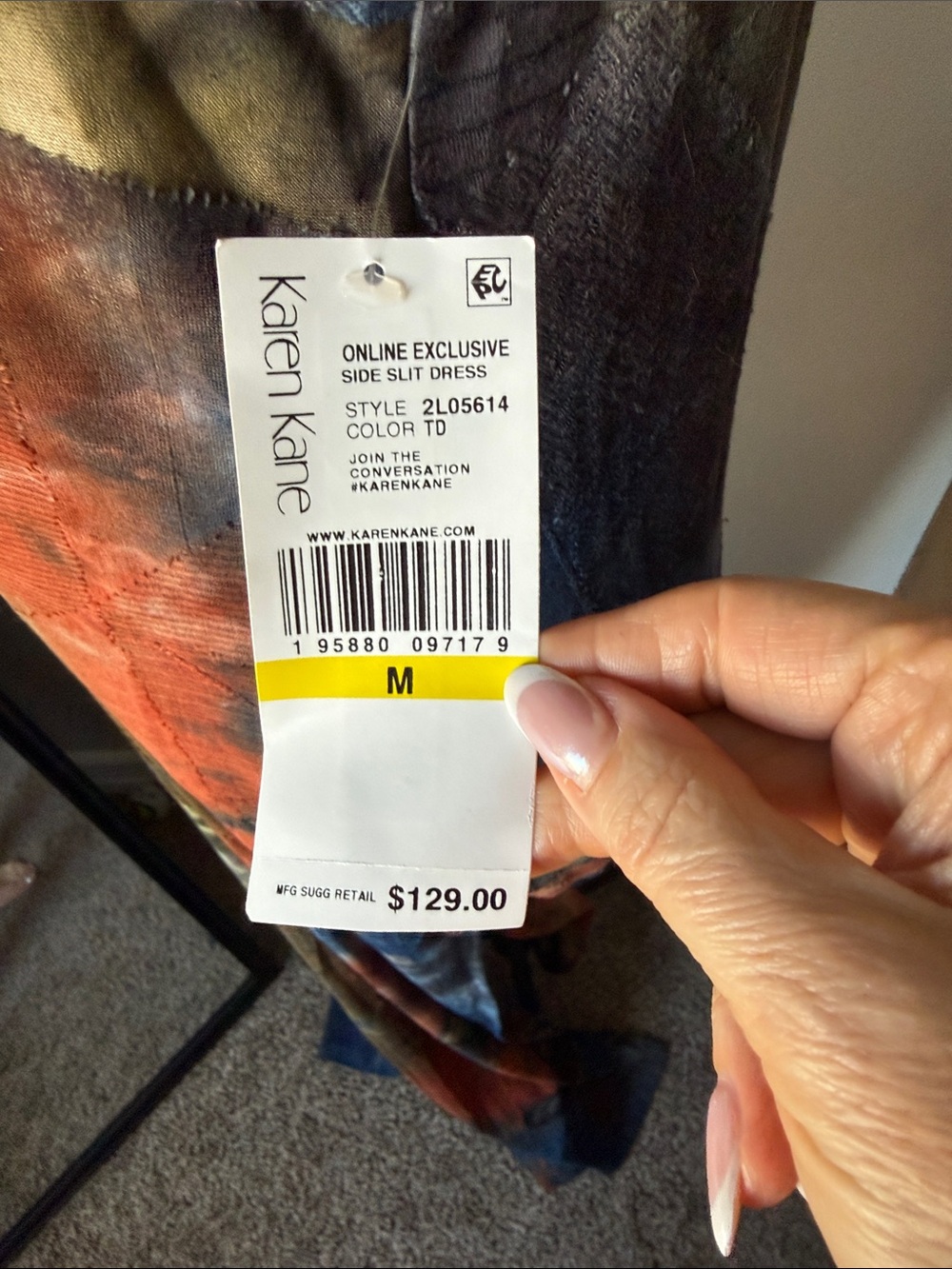 Karen Kane Sleeveless V-Neck Maxi Dress in Blue, Rust & Olive - Picture 2 of 4
